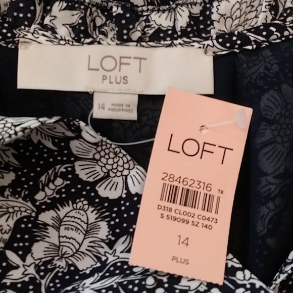 Loft Navy Floral Tie Waist Dress - Picture 4 of 8